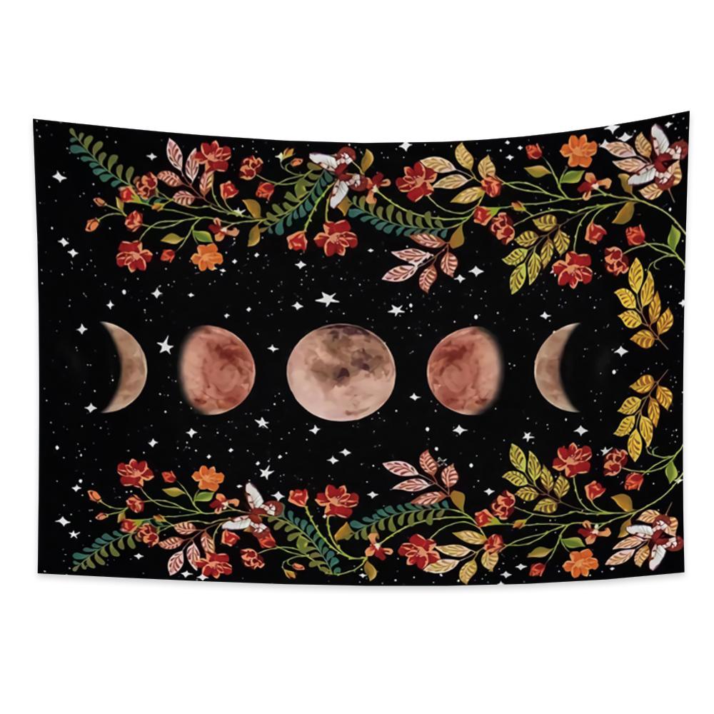 Tarot Faza Lunii Tapiserie cu flori Fluture Craniu Agățat pe perete Decor scenă psihedelică Decorare vrăjitorie Decorare cameră