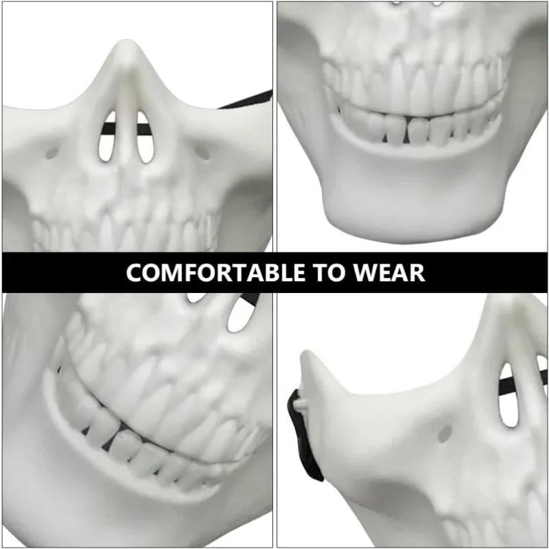 Totenkopfmaske Horror Halbgesichts-Skelettmaske für Halloween Karnevalsparty Jagdspiel CS Cosplay Requisiten Totenkopf-förmiger Gesichtsschutz