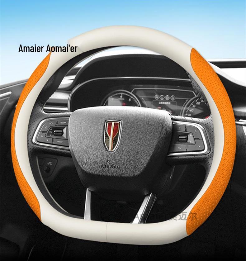 Ultra-Thin Genuine Leather Anti-Slip Steering Wheel Cover for Hongqi H5, H7, HS5, HS3, H9 - Four Seasons Durable