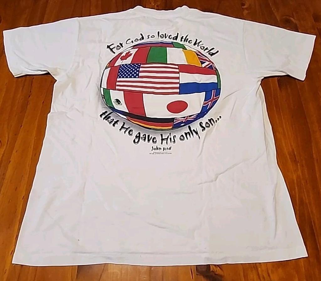 Vintage Jesus Tee Large 1996 Single Stitch 90s Olympics John 3:16 Rare