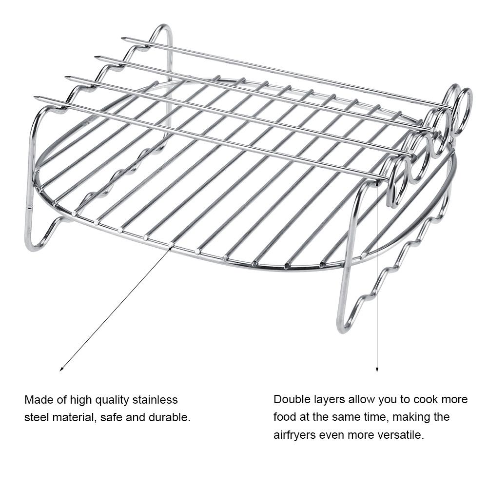 Replacement BBQ Rack Double Layer Skewers Baking Tray For Philips Air Fryer