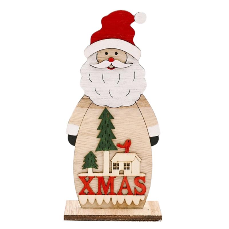 Wood Christmas Decoration Santa Claus Table Craft Ornament Xmas New Year Party Wedding Home Decor Supplies