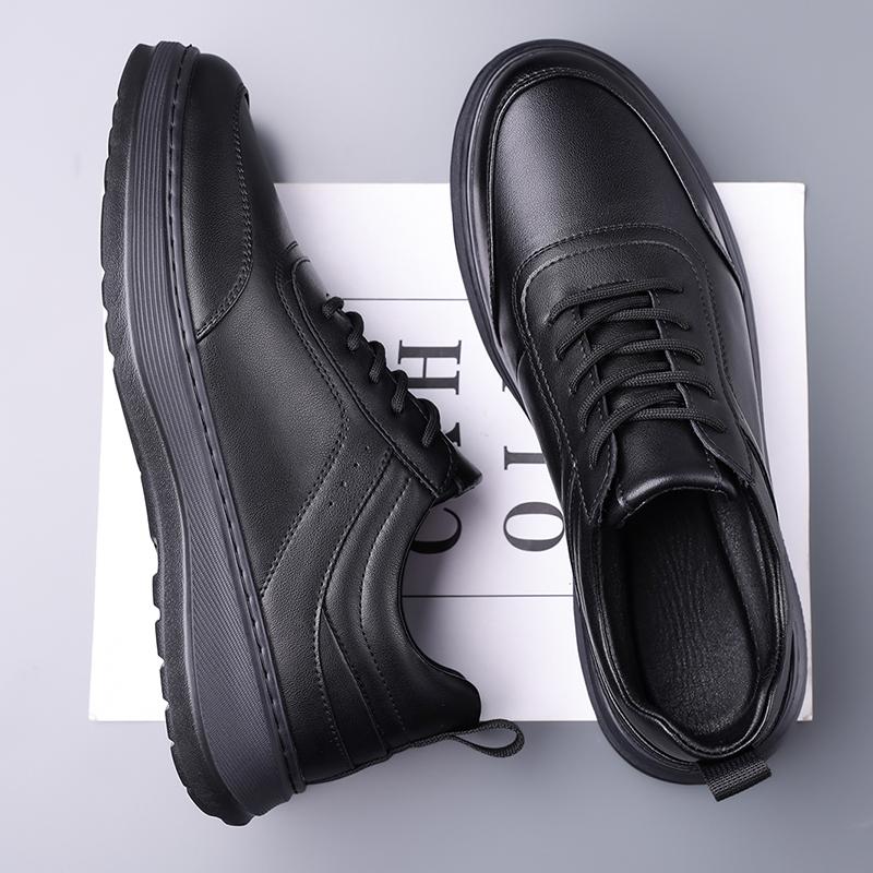 Fashion Stylish Men's Casual Leather Shoes Fashion Four Seasons Sneakers Breathable Lace-up Athletic Shoes Leisure Walk Sports Footwear