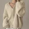 Knitted Cardigan for Women 2025 Autumn and Winter New Style Casual Loose V Neck Lantern Sleeve Knitted Sweater Top Pullover Sweater for Women