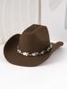 Cowboy hat hat with love metal hat chain top hat western felt hat chain hat