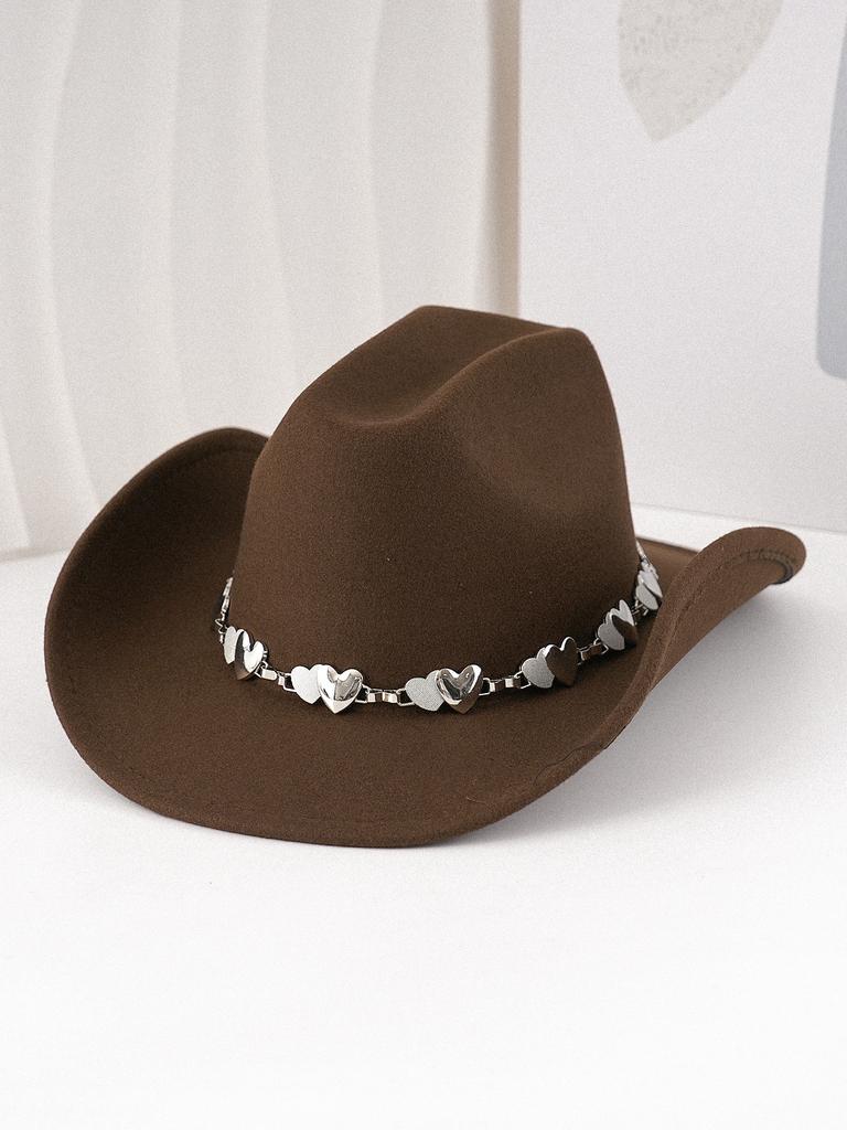 Cowboy hat hat with love metal hat chain top hat western felt hat chain hat