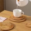 Handgemachter Rattan Teeuntersetzer Eleganter Rattan Teeuntersetzer Zarte Tassenuntersetzer Geeignet für verschiedene Anlässe