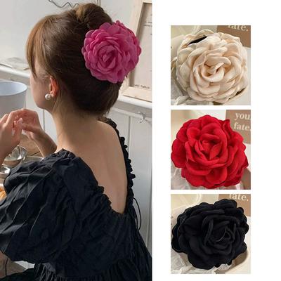 Moda Mujer rosa Flor Pinzas para el Cabello niñas Flor Sudor pinza para el cabello resort playa pinza de tiburón dama pinza para el cabello negra Pinza de Tiburón