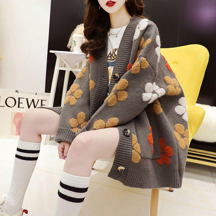 2023 Autumn/Winter Sweet Knitted Cardigan Women's Japanese Lazy Style Sweater Coat