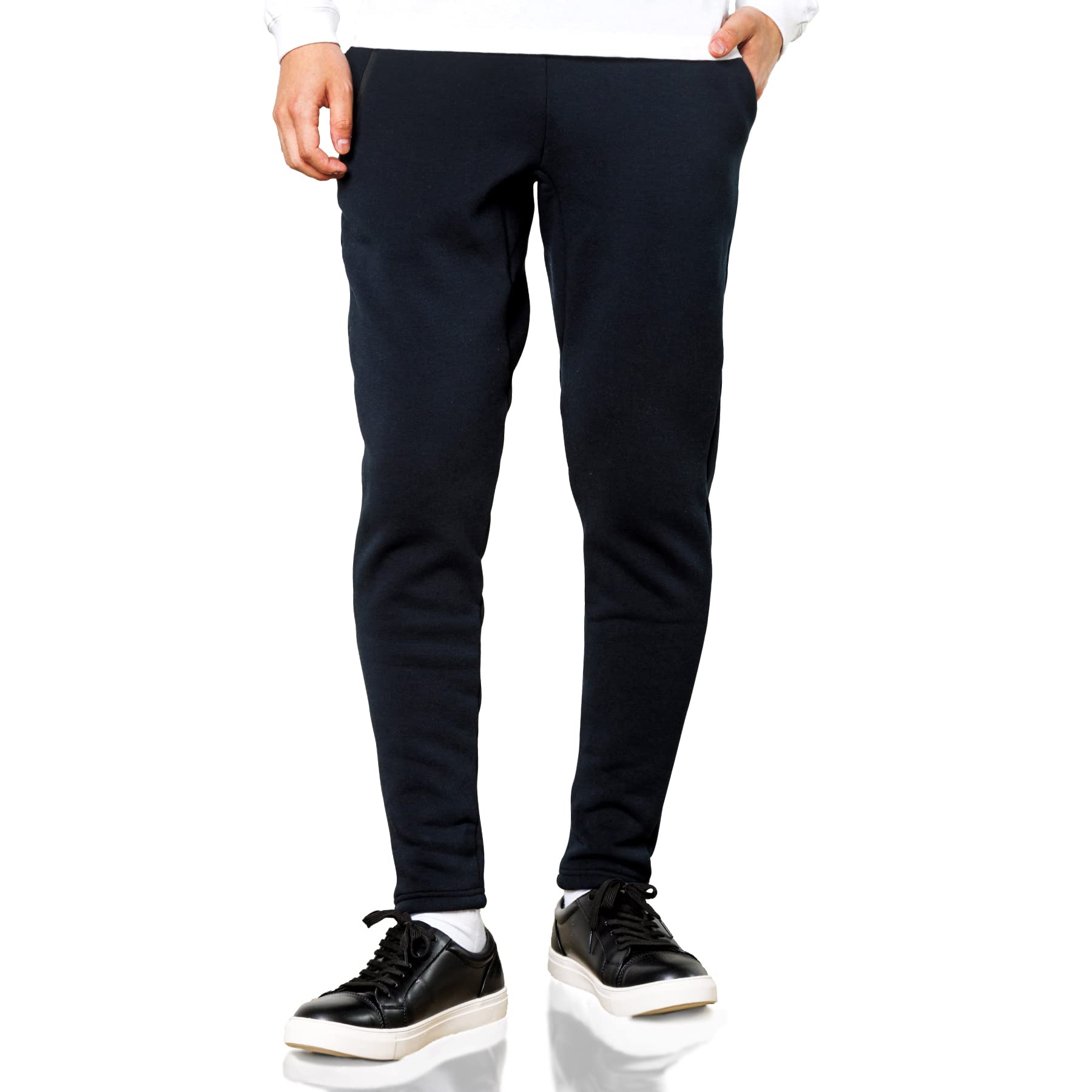 

AIM HOMME Jogger Warm Winter Pants with Stretchy Slim Size M Men s Fleece-Lined Pants, Pocket, Fit, Black, чёрный