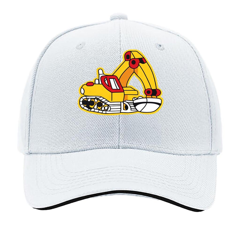 Adjustable Hat Featuring an Cartoon Excavator a Breathable Baseball Cap That Provides Cozy Suitabl Sandwich Baseball Cap