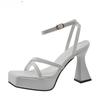 Fashion Women Shoes Summer High Heel Sandals Narrow Band Platform Women Sandals Shoes Fashion Open Toe High Heel Party Dress Ladies Shoe