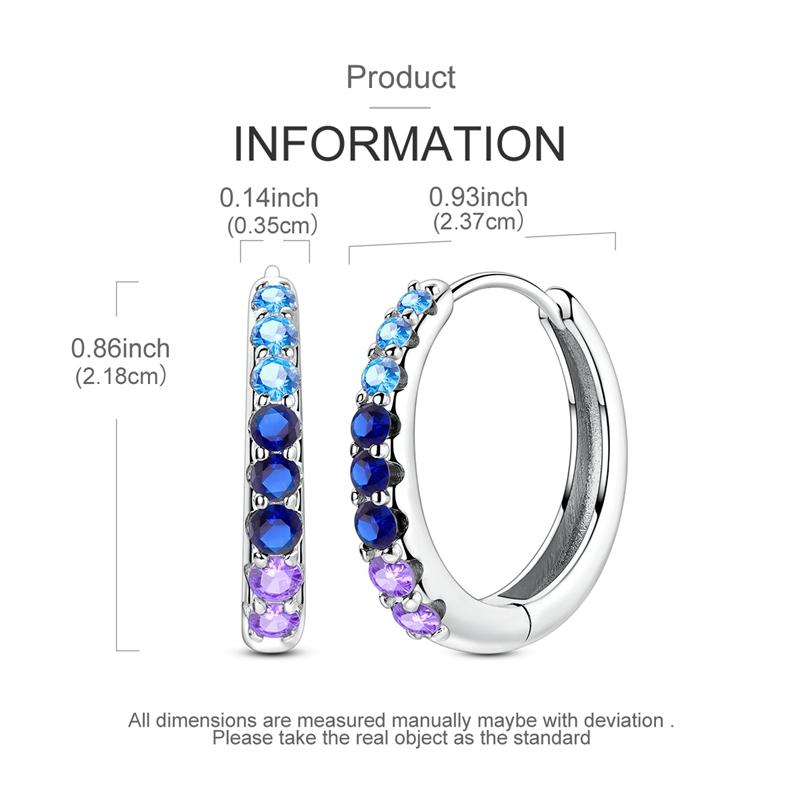 925 Silver Earrings Sparking Colorful Zirconia Hoop Earrings For Women Girls Party Anniversary Jewelry Gifts