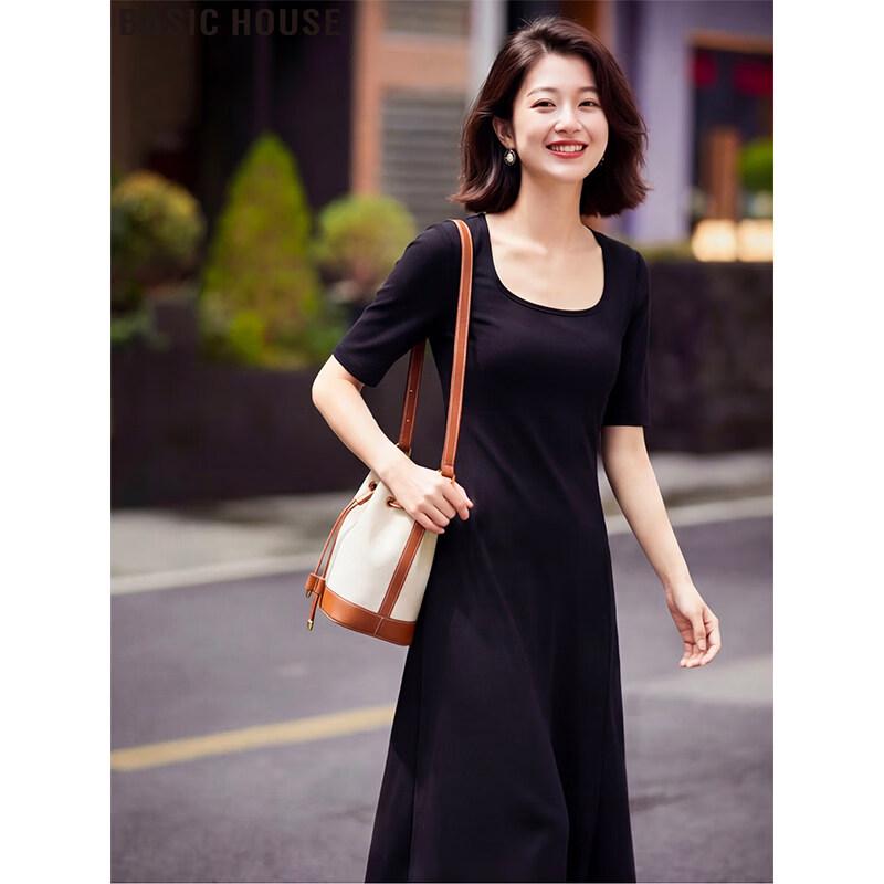 Basic House Women s French Commuter Tencel A-Line Midi Dress L