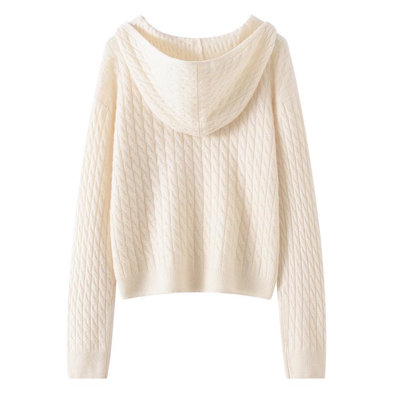 Lekasha Women's Cashmere Hooded Knit Top - Loose Casual Autumn/Winter Base Layer Sweater