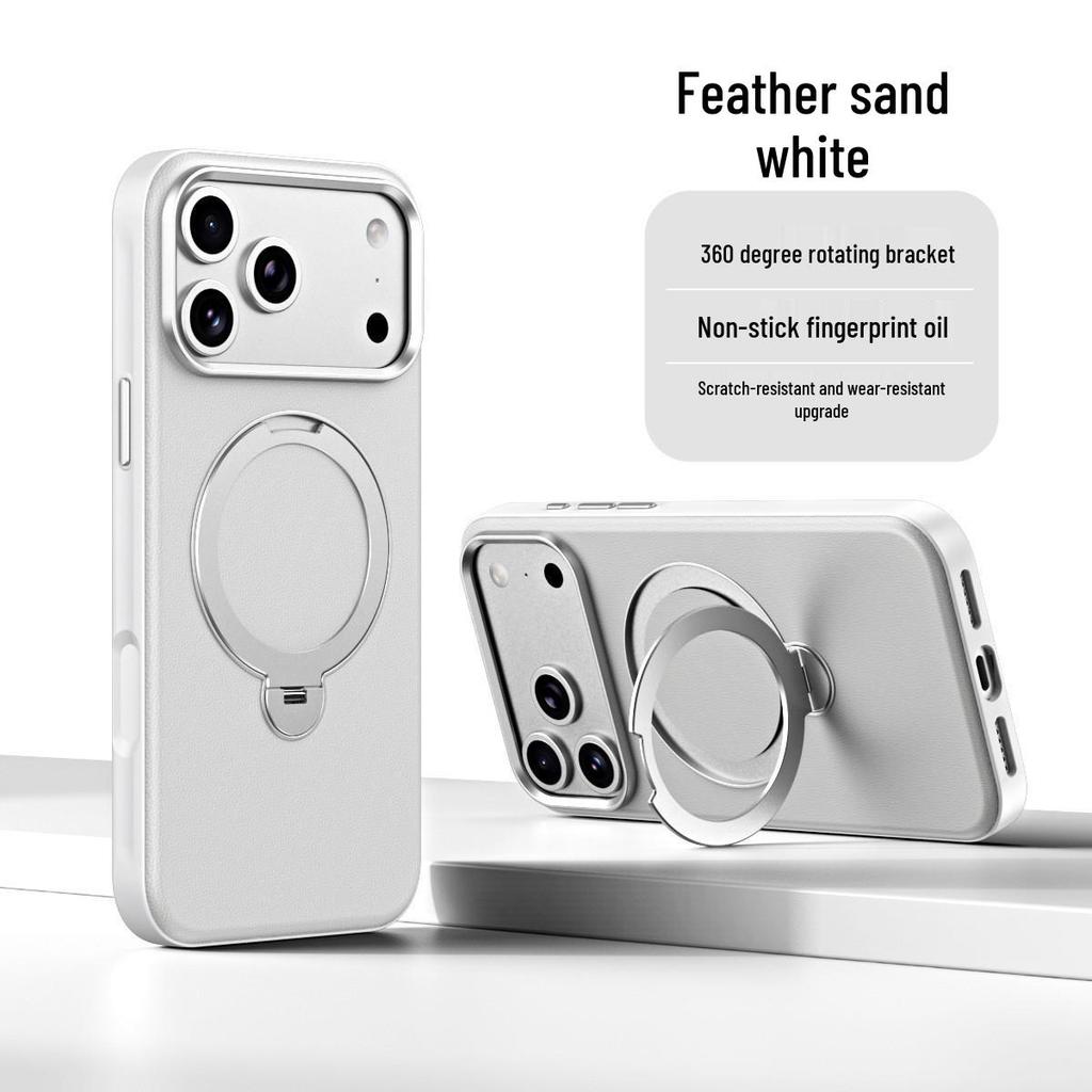 iPhone 17 Leather Case for Apple 16 Pro Max with 360° Magnetic Rotating Stand