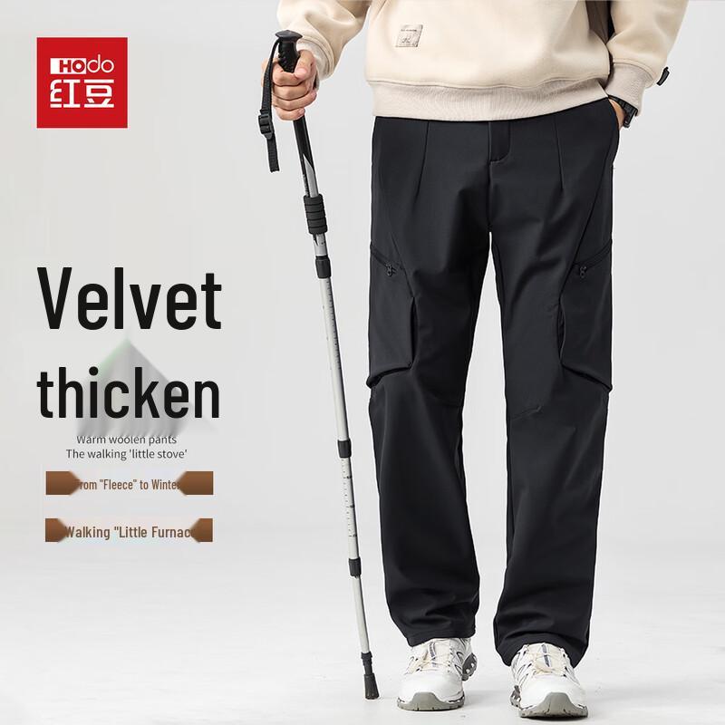 Hodo Men s Warm Fleece-Lined Straight-Leg Casual Pants with Elastic Waist 2XL 185/88A