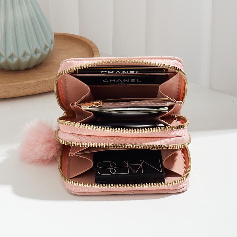 Little Pompon 2024 Women's Double-Layer Quilted Wallet Clutch