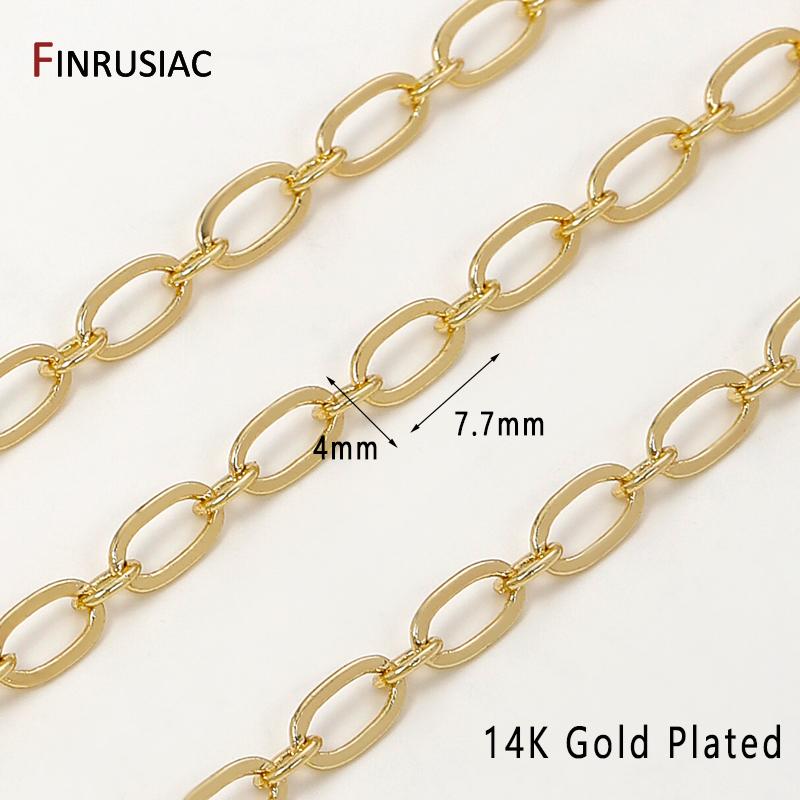 14K Gold Plated Brass Round Cable Link Necklace Chains,DIY Jewelry Spool Chains Necklace Bracelet Making Accessories