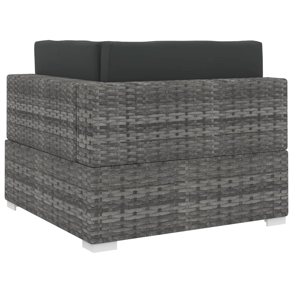 Modular Sofa Corner Unit 1 Pc + Cushions Grey Poly Rattan