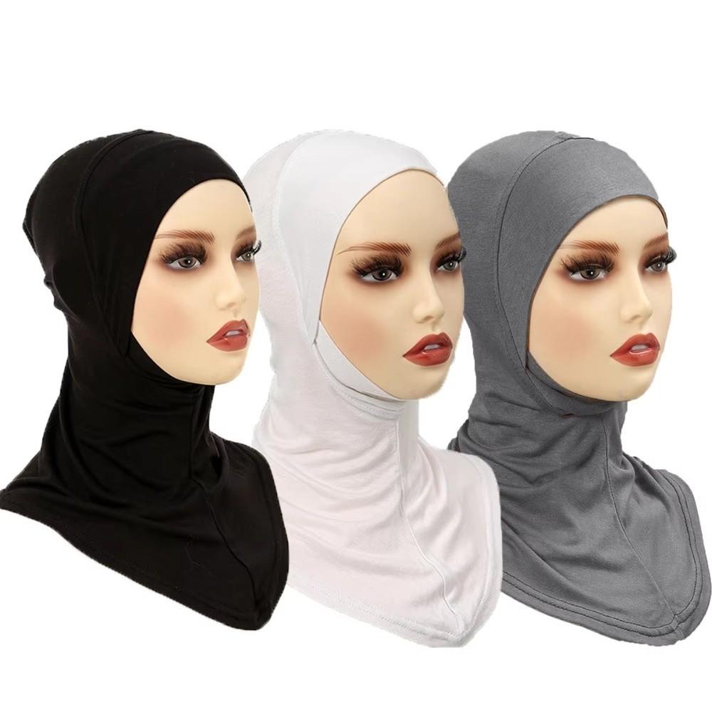 New Full Coverage Hijab Caps Cotton Soft Islamic Bottoming Hat Breathable Elastic Head Wrap Cap Women Headwear