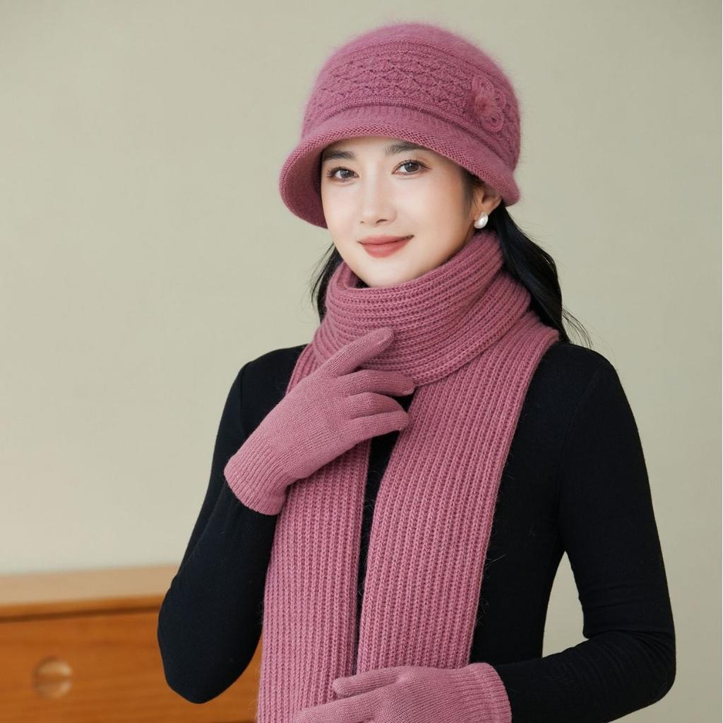 Man Hat Lady Grandma Warm Knitted Wool Hat Mom Hat ColdSeason Old Lady Cold Hat Scarf Strong Strong Strong Strong