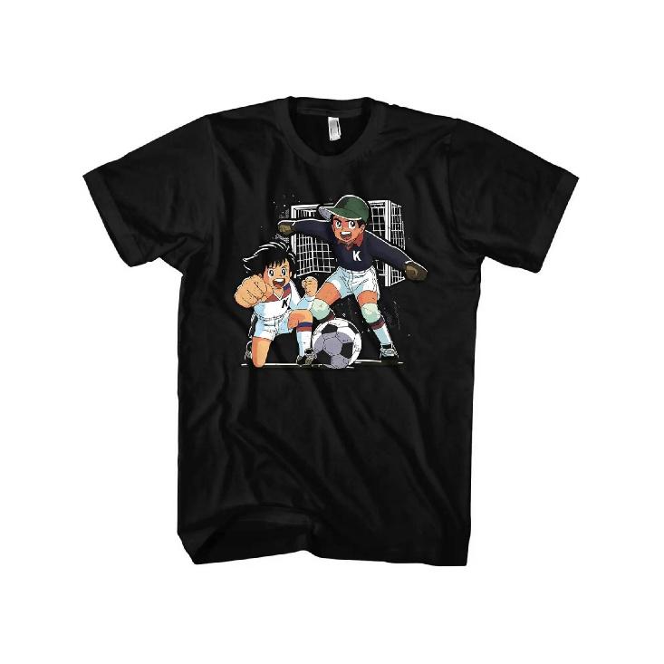 Men S 90s Retro Mario & Gregor Kickers Football Comic T-Shirt | Vintage 90s Video Game & Soccer Graphic Tee, Oversized Fit, Crew Neck, Print Pattern, S чёрный