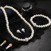 1/2 Set Imitation Pearl Jewelry Set Adjustable Length Necklace Ear Studs Bracelet Set Women Wedding Party Jewelry Gift