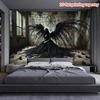 Gothic Fallen Angel Wall Hanging Tapestry, Dark Occult Symbol Art Decor Fabric, Unique Mysterious Ornament For Home Room