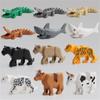 Tier Baustein Figuren Mini Leopard Krokodil Hai Modell Ornament Kinder Lernspielzeug
