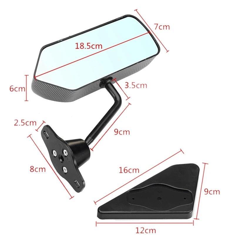 2x F1 Style Retro Car Side Rearview Mirror Pair Universal Vintage Blue Lens Side Glass Wide Angle Metal Rear View Mirror