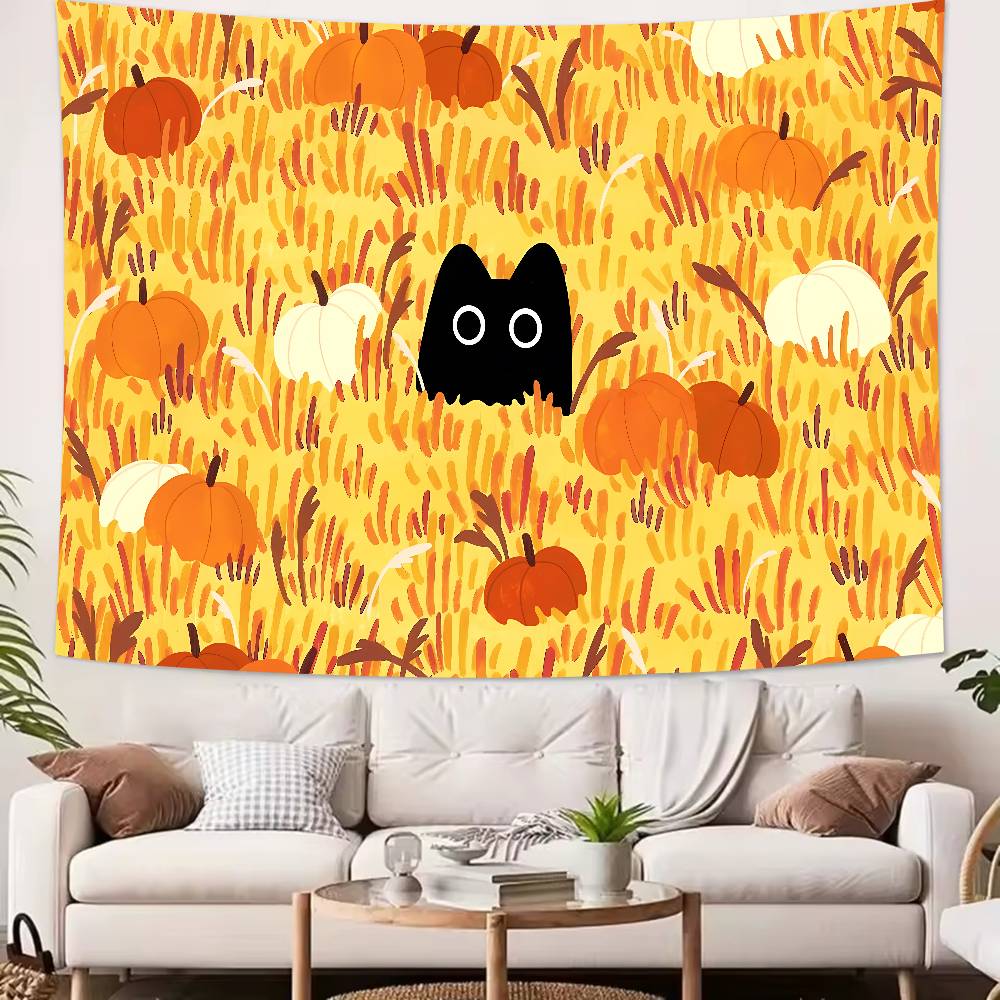 XL Pretty Cute Green Cat Art Tapestry Decoration Bedroom Dormitory Background Cloth Holiday Home Party Living Room Club Tapestry