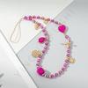 ins new short gemstone pendant mobile phone lanyard DIY handmade oil dripping love personalized beaded mobile phone chain spot