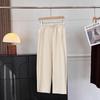 Machu Pants: Women's Thickened Brushed Wool Casual Harem Pants, Nine-Point Petite Winter Trousers