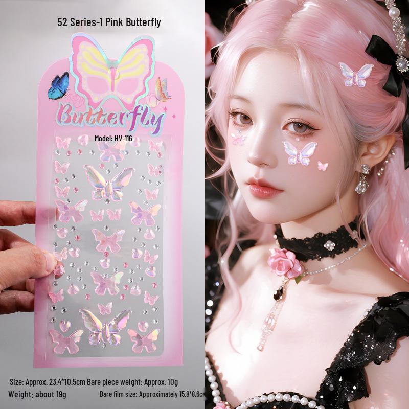 Bunte Schmetterlingsfee 3D Gesichtsaufkleber für Kinderschminke auf der Bühne