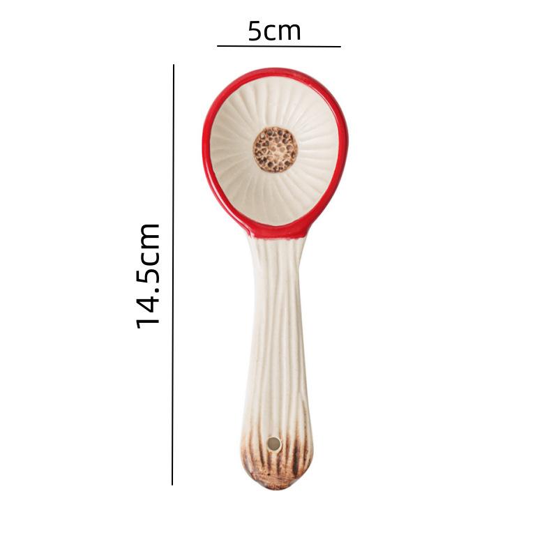 Creative Cartoon Cute Girl Heart Red Mushroom Ceramic Tableware Single Handle Bowl Soup Pot Breakfast Plate