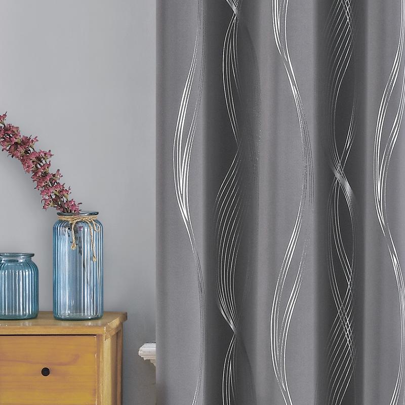 

Плотные шторы с принтом волн на окнах для гостиной, спальни, плотные шторы с высоким затемнением, шторы для дверей, плотные шторы W200cm x L230cm&Metal Grommet Top