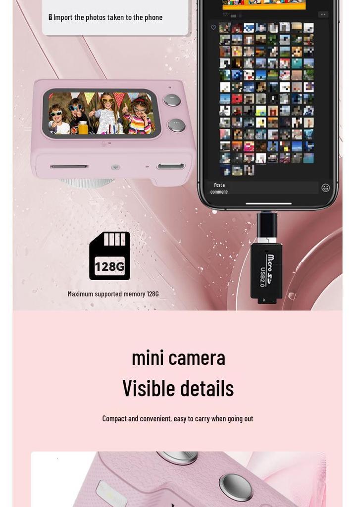 Compact 4K Ultra HD Retro Children's Camera - Smart Mini Q15 for Photos and Parties