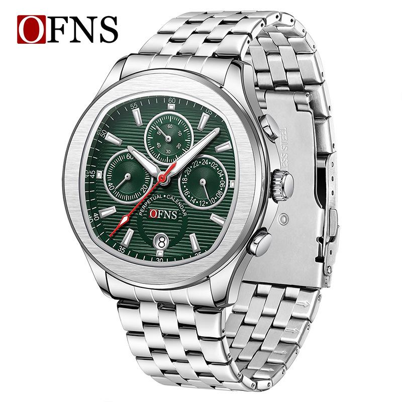 Oufannishi Men s Quartz Watch with Three Dials, Calendar, and Waterproof Design
