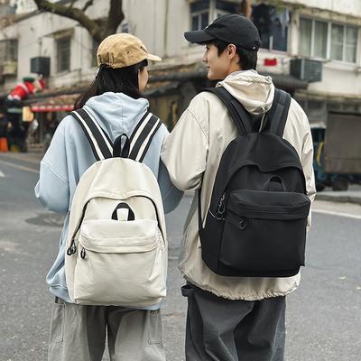 Casual Large-capacity Backpack Fashionable Outdoor Lightweight Junior High School Students Solid Color Simple Schoolbag Korean Version Travel Backpack