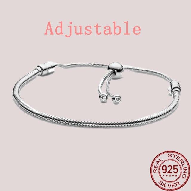 925 Sterling Silver Snake Chain Bracelets Charm Pendientes Mujer 925 Original Bracelet For Women Fine Jewelry Clasp Bangle Gift