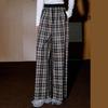 COOLHUT Damskie Vintage Kratka Patchwork Szerokie Nogawki Codzienne Spodnie