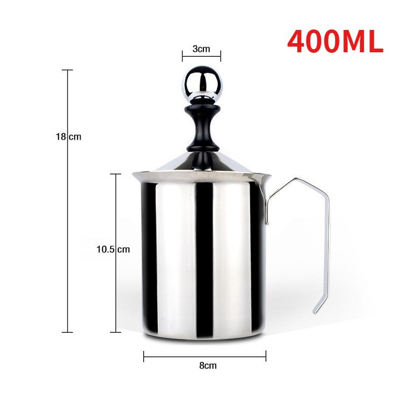 

400ML 304 stainless steel manual milk frother, double-layer mesh, professional coffee latte maker, thickened coffee pot