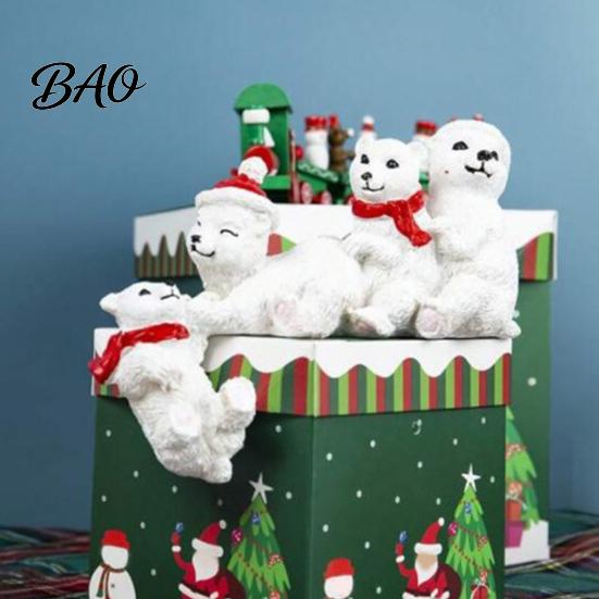Nordic Style Hanging Decor Resin Polar Bear Ornament, White Figurine with Hat And Scarf for Seasonal Home Interior Accents Christmas Holiday