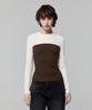 LADY VOLUME Layered Tube Top Slim T-Shirt_Brown