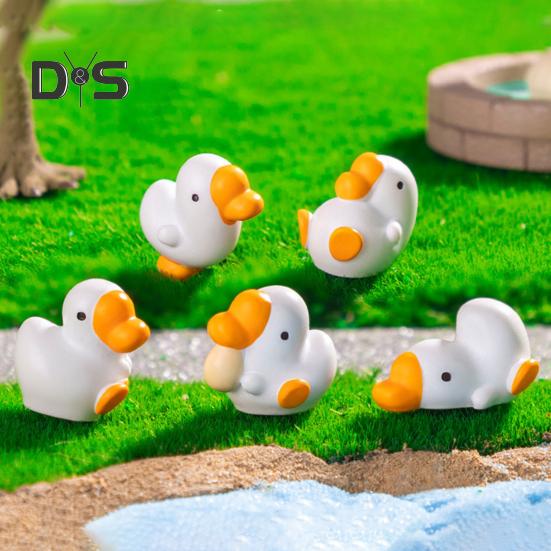 6 Pcs Mini Goose Figurines Resin Miniature White Goose Statues Bonsai Planter Goose Ornament for Micro Landscape Fairy Garden Decor