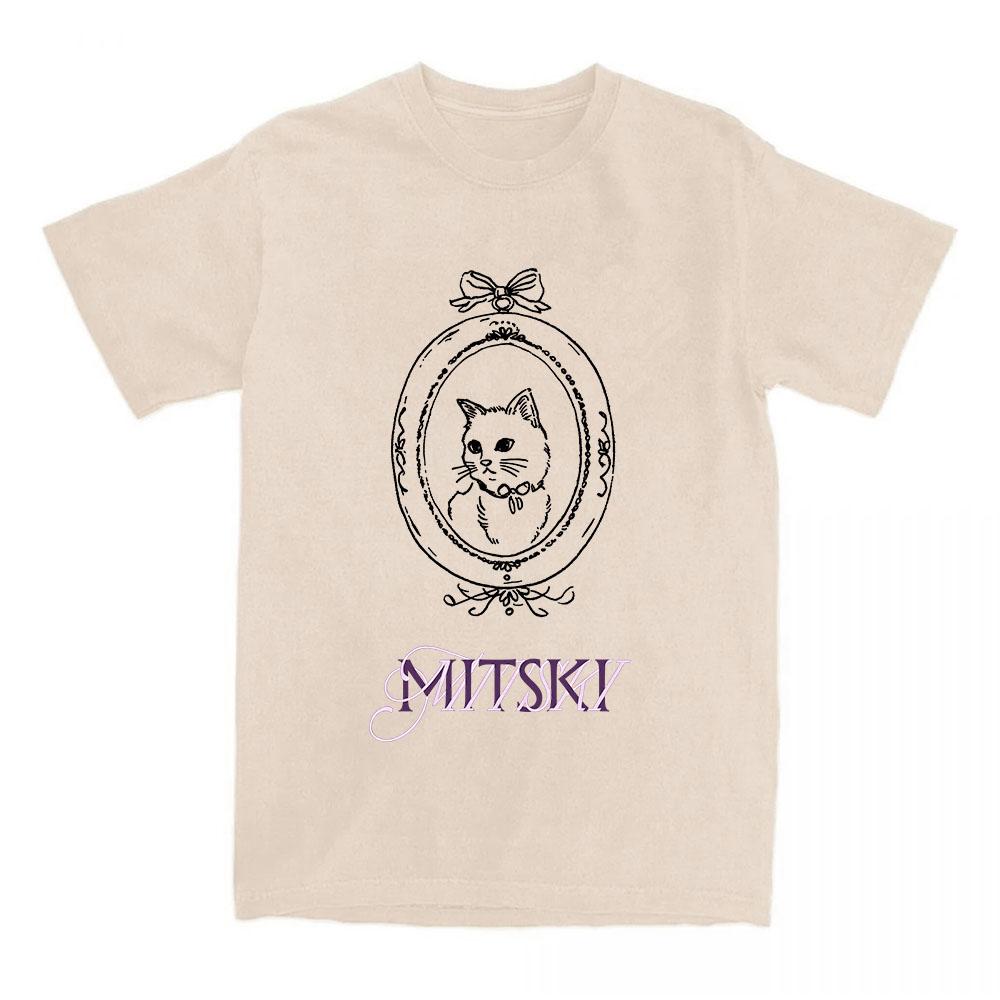 Mitski Cat Graphic Printing Tees Oneck Short Sleeve Loose Female Tshirt Unisex Streetwear Women Unisex Clothing Design Print Tops
