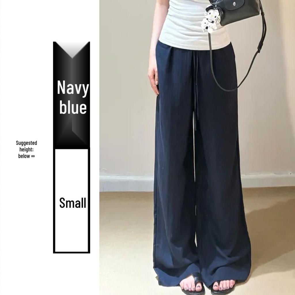 Women's Korean Style Loose Wide-Leg White Pants, Spring 2026 High-Waisted Straight-Leg Design