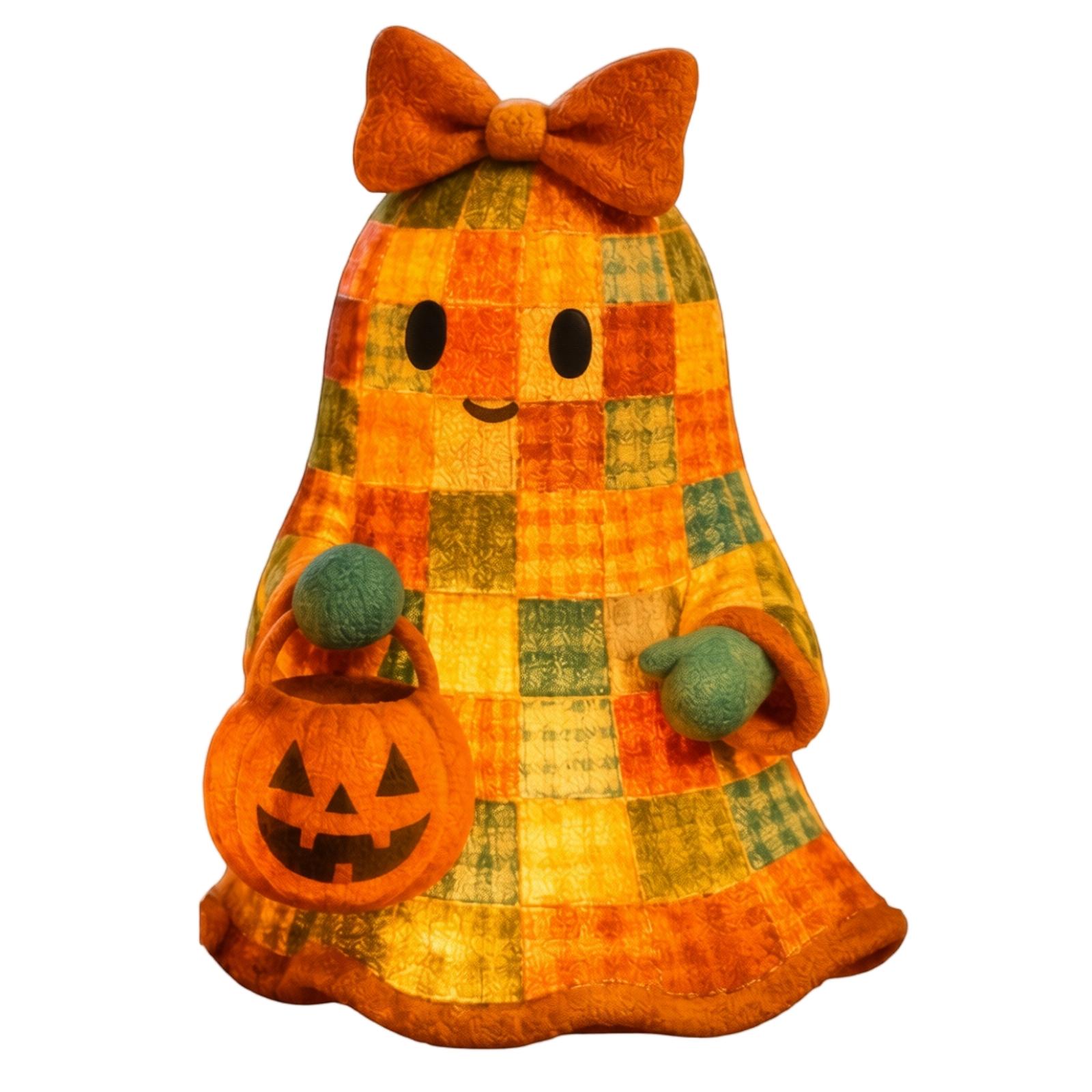 Halloween Couple Patchwork Ghost LED Light Decoration with Top Hat Ghost and Bow Tie Ghost for Indoor Outdoor Use One Size