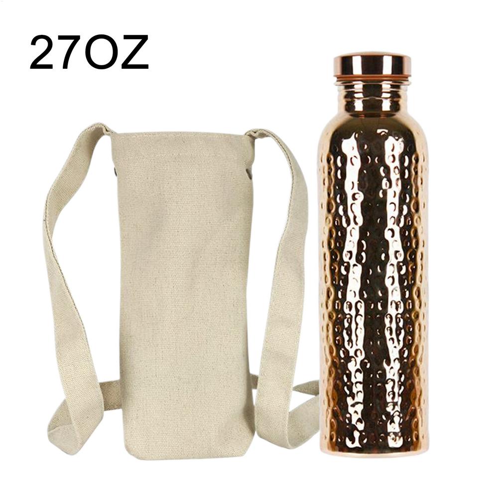 Copper Water Bottle for Drinking Leakproof Insulated Water Bottle Portable Leakproof 27Oz Cup for Hydration Gym Outdoor Hiking